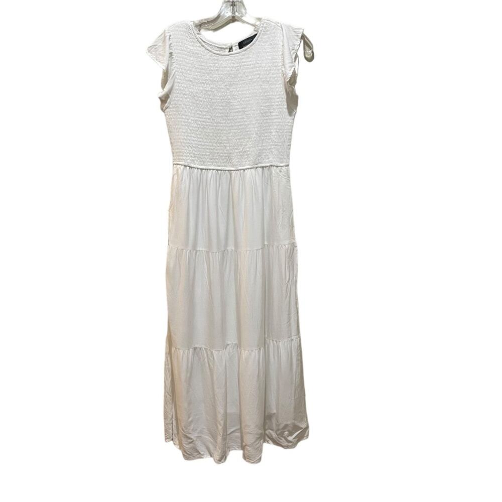 Zesica Cap Sleeve Maxi Dress White Size Medium